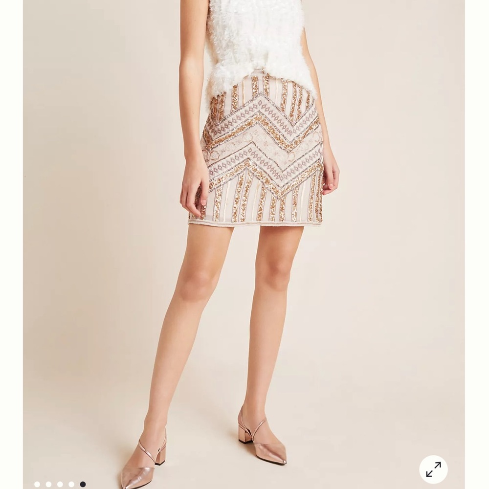 Anthropologie Darla embroidered mini skirt size 6 neutral tones, great quality